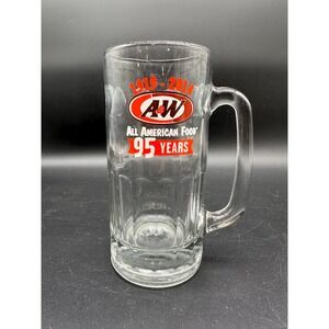 A&W All American Food Beer Mug 95 Years Anniversary Glass 1919-2014 Clear Handle